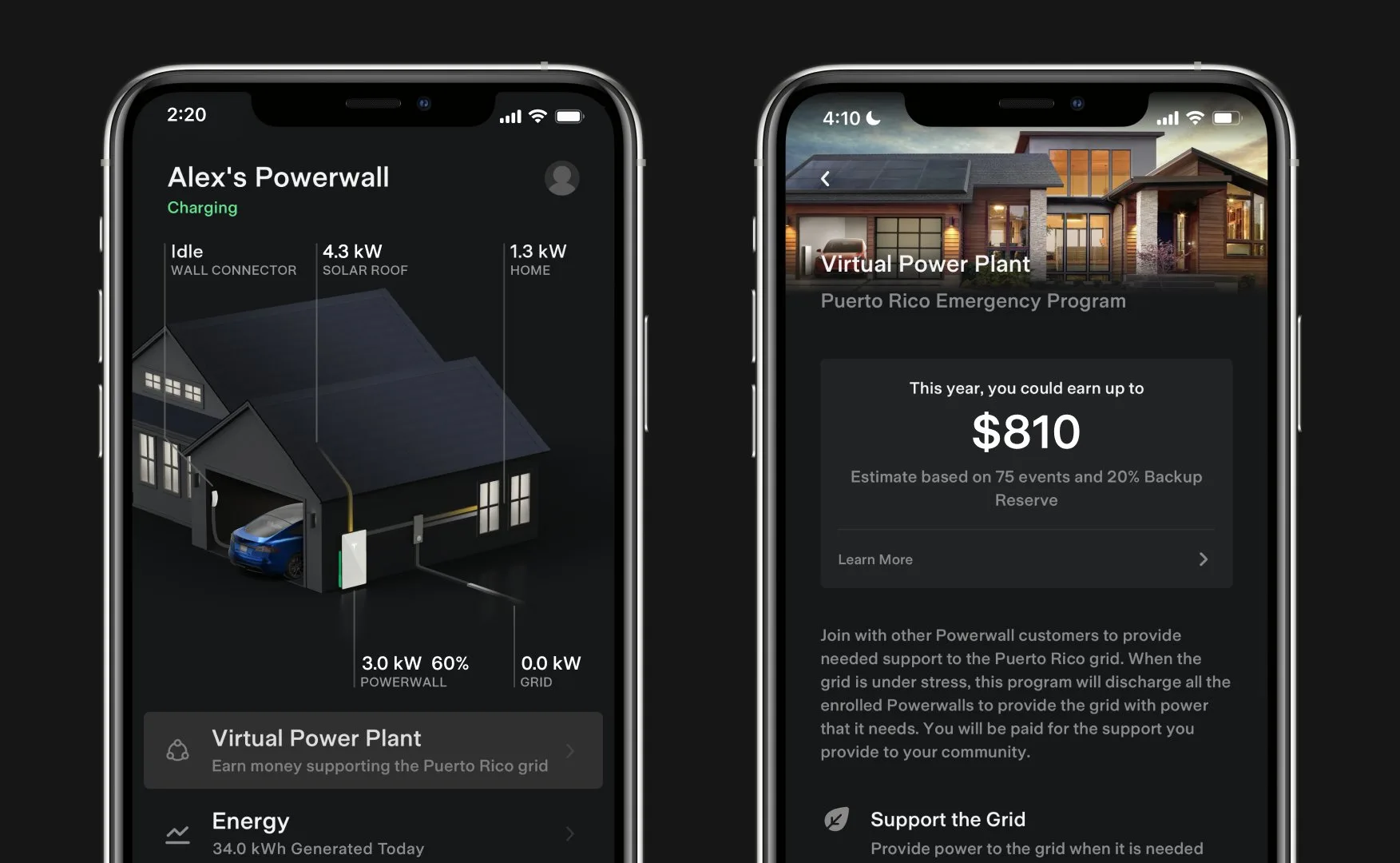 App Tesla con programa Virtual Power Plant Puerto Rico - batería solar JUAPI Energy